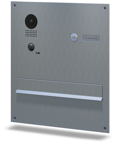 D203 Brushed Stainless Steel with Bronze finish ∙ Flush Postbox ∙ 1 Call button