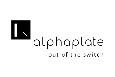 Alphaplate logo – dizajnerska KNX tipkala i utičnice