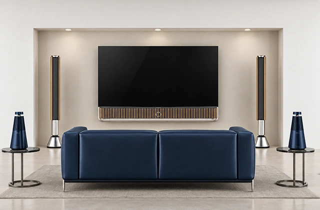 TV wall with speakers – integrated home cinema