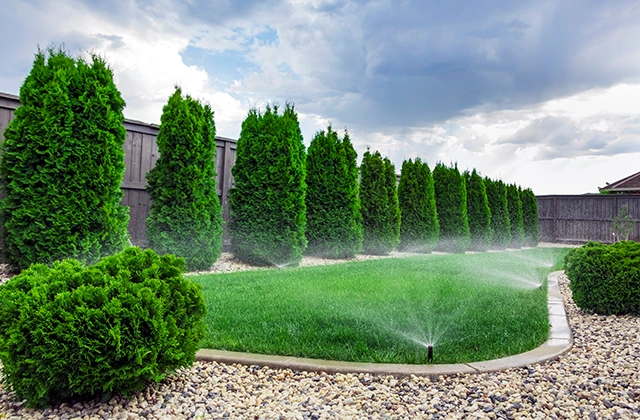 Automatic lawn irrigation with a sprinkler