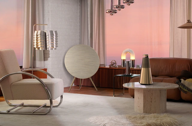 Bang & Olufsen speakers in a living room – multiroom audio system