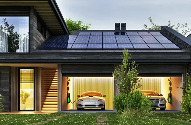 Kuća sa solarnim panelima i punjenjem električnog automobila – upravljanje energijom