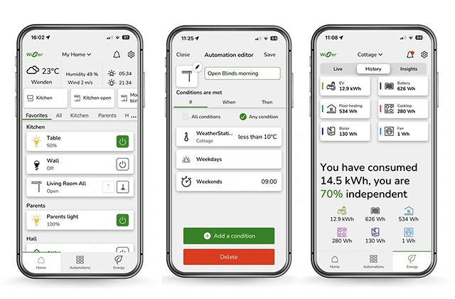 Schneider Electric app on smartphones – statuses and feedback