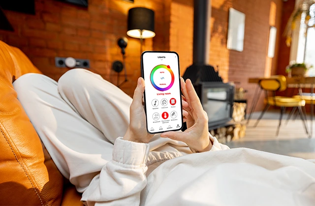 Selecting light colour and intensity via a smartphone app